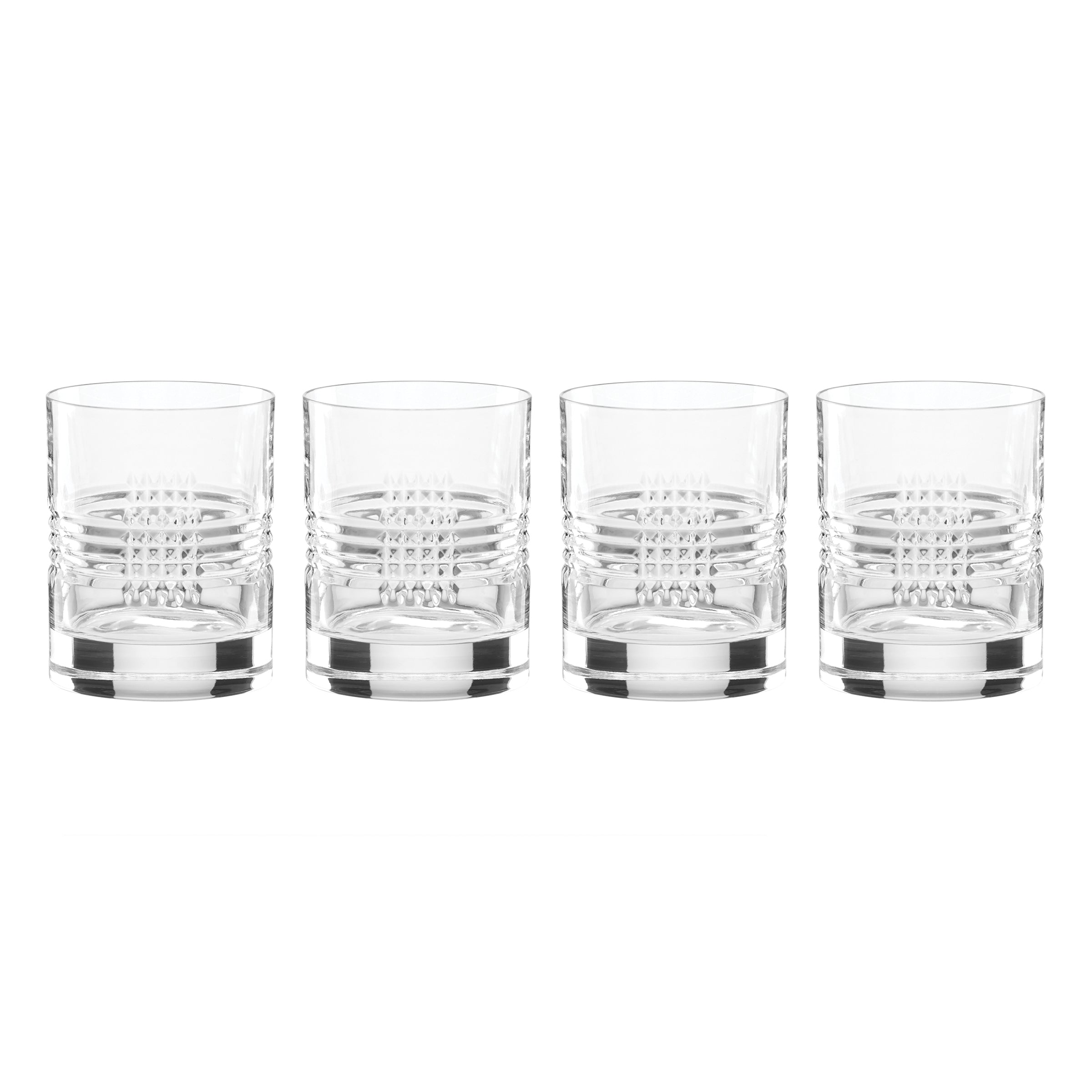 Crosshatch Crystal Double Old Fashioned Glasses, Set of 4