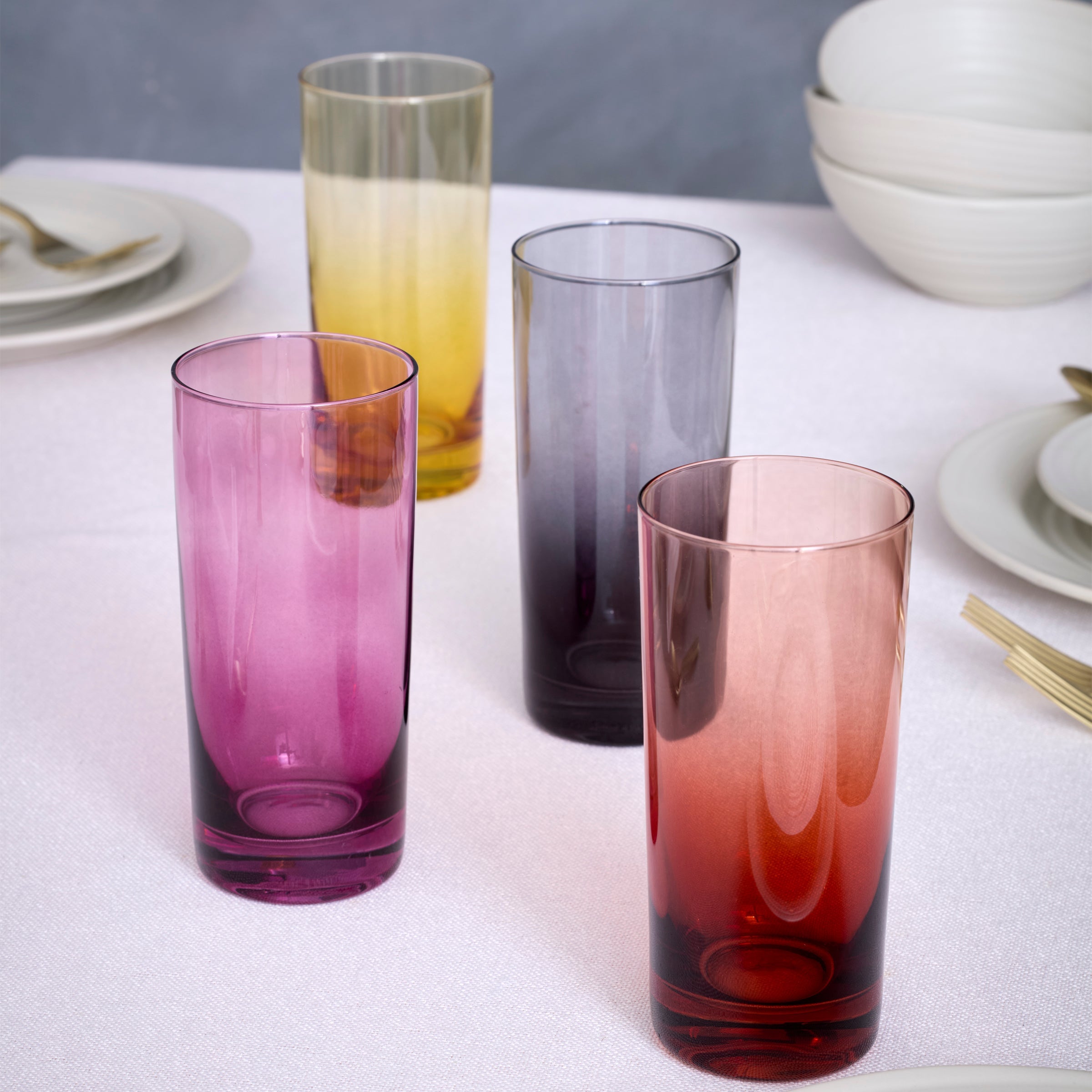 Ombre Jewel-Tone Highball Glasses, Set of 4 - Image 3